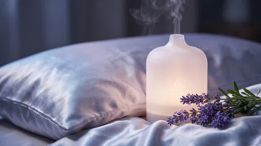 Glowing Aromatherapy Diffuser and Lavender on Silk