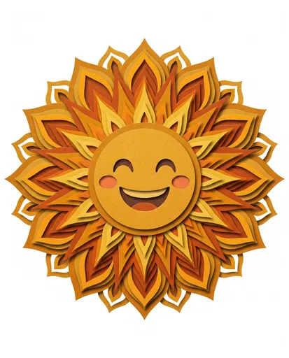 Layered Paper Cutout Smiling Sun Clipart