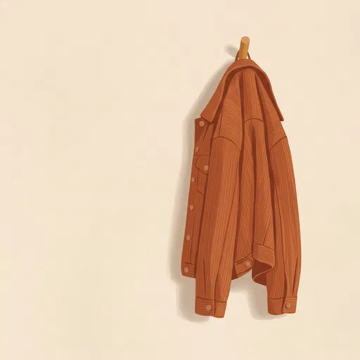 Illustrated Rust Corduroy Jacket on Peg