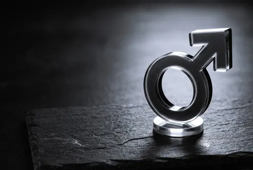 Acrylic Male Symbol on Dark Slate