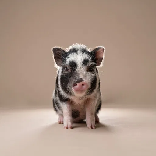 Spotted Piglet Studio Portrait on Beige