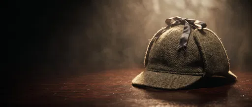 Vintage Tweed Deerstalker Hat on Dark Wood