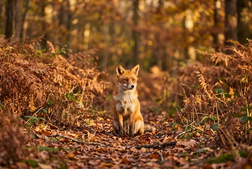 Red Fox in Autumn Forest Clearing