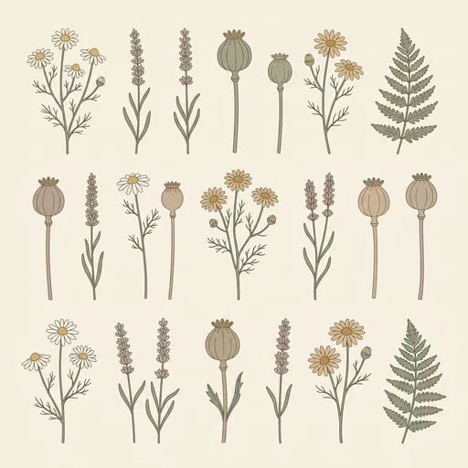 Muted Botanical Wildflower Clip Art Collection