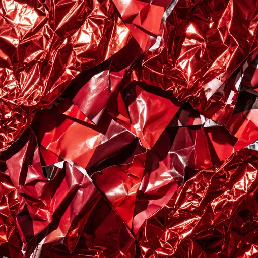Crumpled Red Foil and Glossy Paper