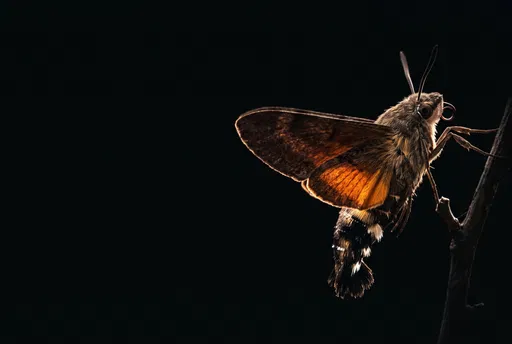 Hummingbird Hawk-Moth on Black Background