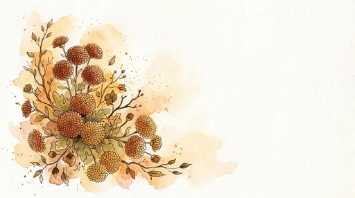 Watercolor Autumn Chrysanthemum Floral Sketch