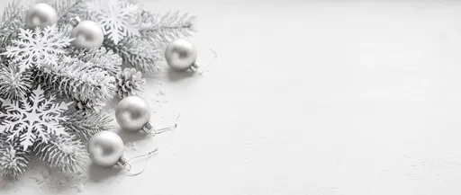 Silver and White Christmas Still Life Banner