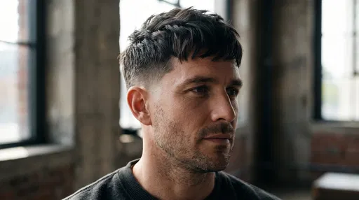 Man With Textured Caesar Crop Haircut
