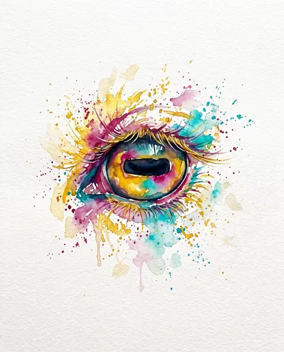 Vibrant Watercolor Goat Eye Illustration