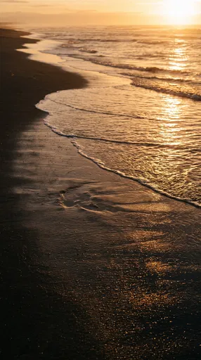 Golden Sunset Over Black Sand Beach