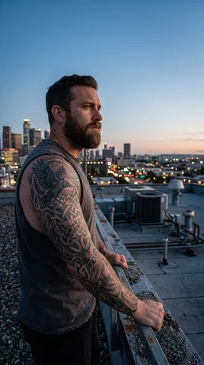Bearded Man With Norse Sleeve Tattoo