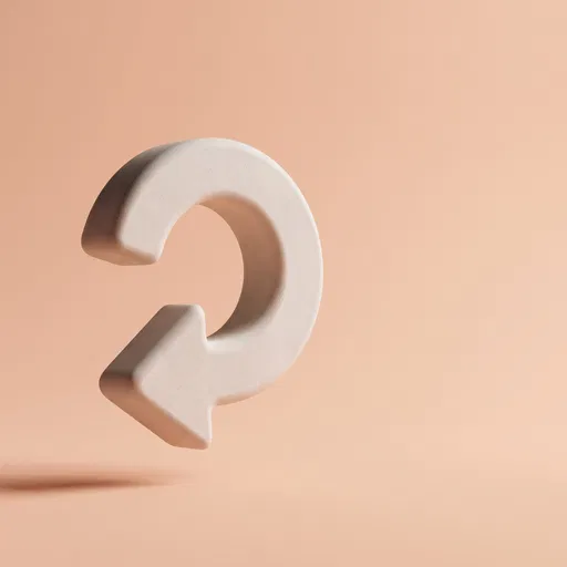 Floating 3D Ceramic Curved Undo Arrow