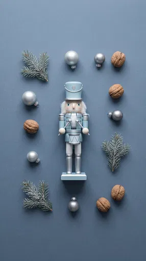 Blue Nutcracker Christmas Flat Lay