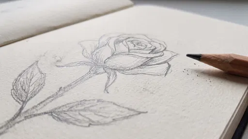 Graphite Pencil Sketch of a Rose