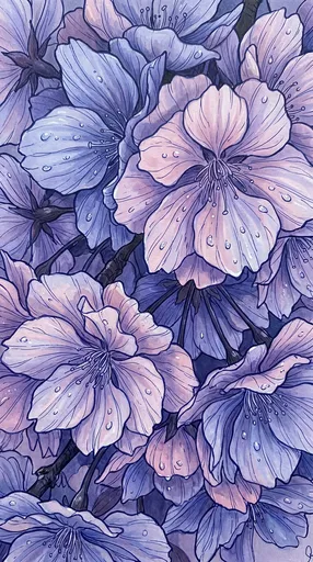 Twilight Cherry Blossom Marker Illustration