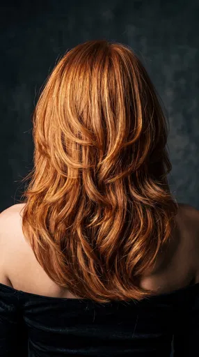Back View of Copper Layered Haircut