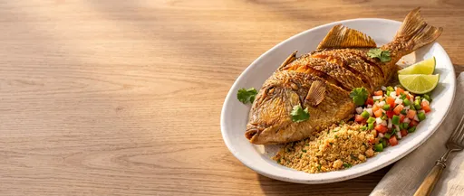 Crispy Fried Whole Fish on Platter