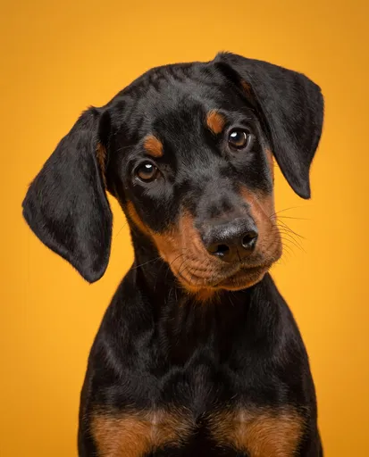Curious Doberman Puppy Studio Portrait