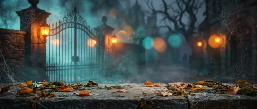 Spooky Autumn Stone Ledge Background