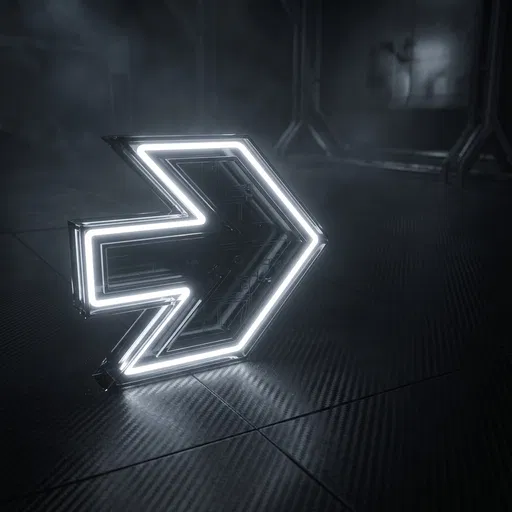 Glowing Futuristic Glass Arrow Symbol