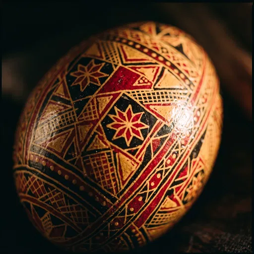 Macro Traditional Painted Pysanka Easter Egg