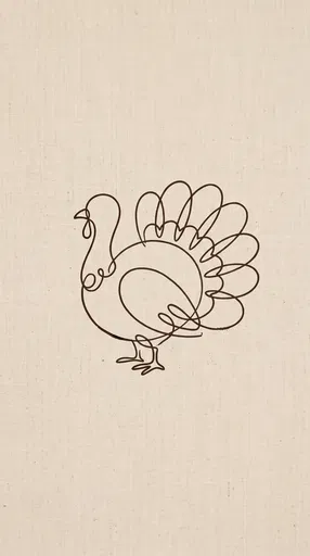 Minimalist Line Art Turkey On Linen