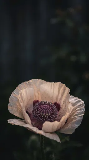 Pale Ivory Opium Poppy Macro