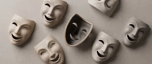 Minimalist Smiling Theatrical Masks Flat Lay
