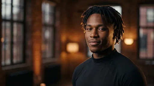 Confident Young Man in Brick Loft