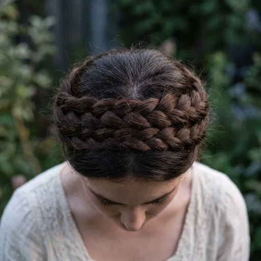 Woman With Dark Brown Milkmaid Braid Crown