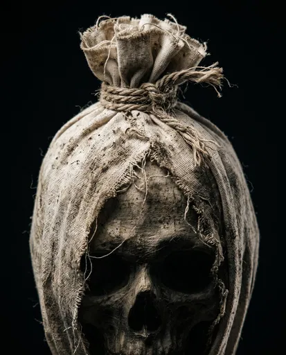 Shrouded Skull Horror Portrait on Black