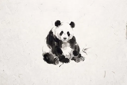 Sumi-e Ink Wash Giant Panda Drawing