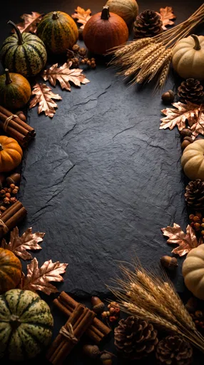 Autumn Harvest Frame on Dark Slate