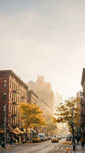 Misty Autumn Morning on New York Street