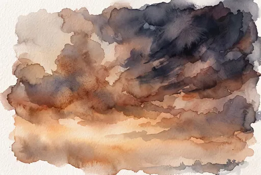 Watercolor Twilight Cloudy Sky Illustration