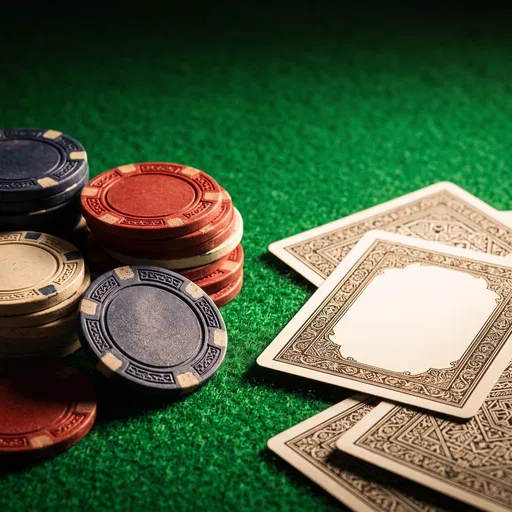 Casino Chips and Cards on Green Felt