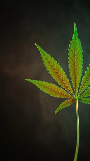 Backlit Cannabis Leaf on Dark Background