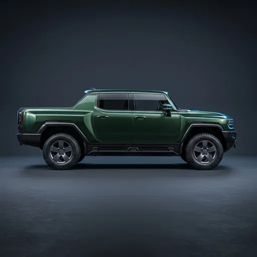 Forest Green Electric Pickup Truck Profile