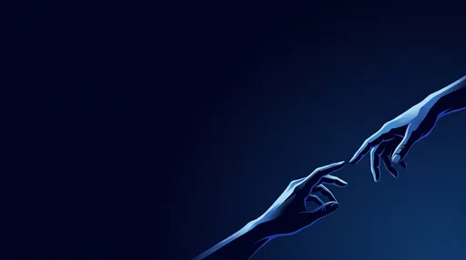 Blue Stylized Hands Reaching Out
