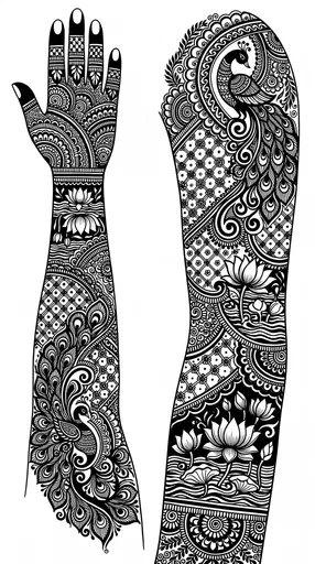 Black and White Bridal Mehndi Arm Templates