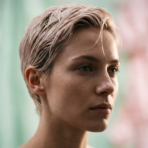 Woman With Blonde Pixie Cut
