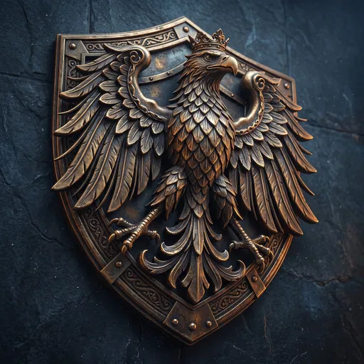 Bronze Heraldic Eagle Shield Crest