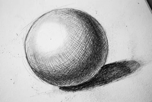 Graphite Pencil Sketch of Shaded Sphere
