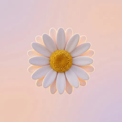Stylized 3D White Daisy on Pastel Gradient
