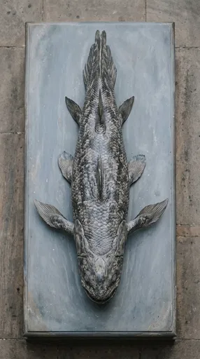 Overhead Coelacanth Cast on Stone Plinth