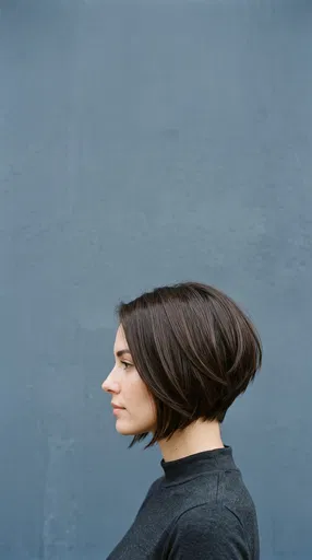 Side Profile Woman with Layered Bob Haircut