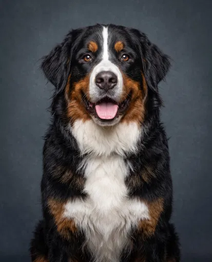 Studio Portrait of Bernese Mountain Dog