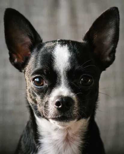 Black and White Chihuahua Close-Up Portrait