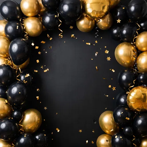 Black and Gold Balloon Frame Background